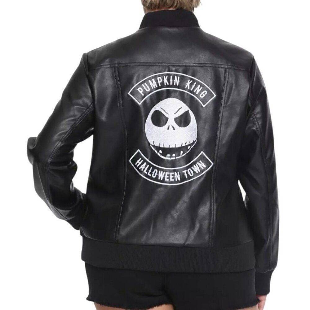 The Nightmare Before Christmas Jack Skellington Faux Leather Jacket Women 3X
